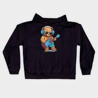 Teddy Bear Play Guitar Kids Hoodie